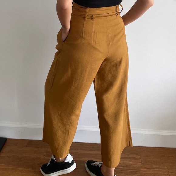 Zara wide-leg brown cropped pants, size US 4 - Picture 2 of 2